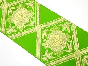 アンティーク　斜め格子に笹・菊模様織り出し袋帯（材料）